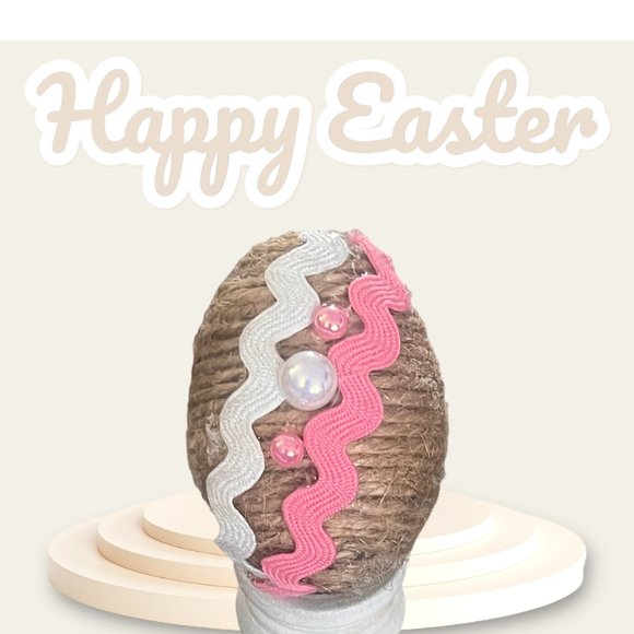 Rustic Pink Set of 4 Jute Easter Eggs, Custom Eggs, Farm Easter Décor, Religious - Picture 7 of 16